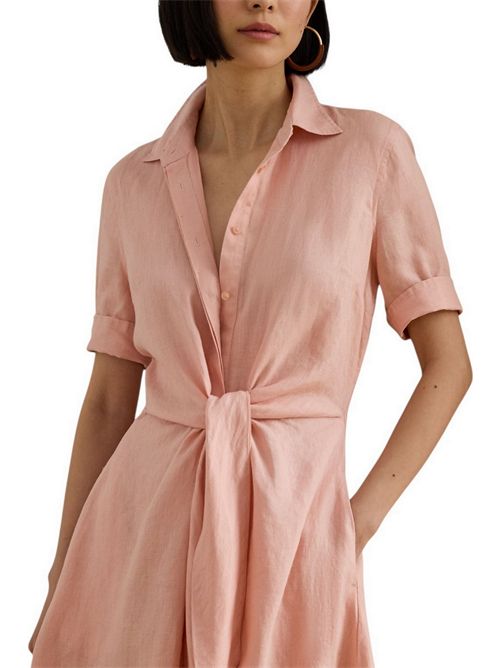 chemisier donna in lino con nodo rosa Ralph Lauren | 200905667023